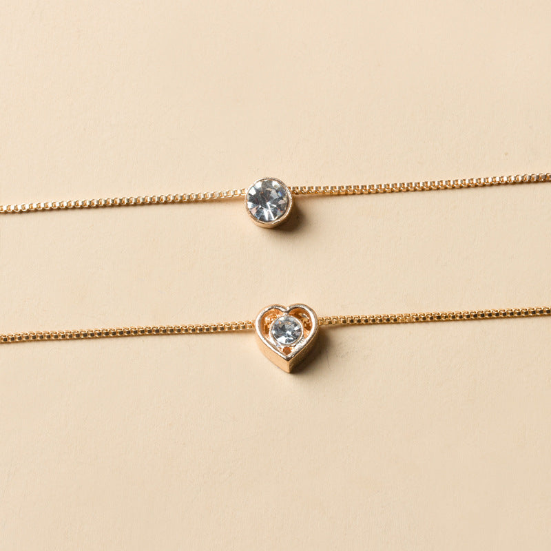 Luxury Double Layer Heart-Shaped Round Cut Glitter zirconia Necklace For Women Jewelry Gift