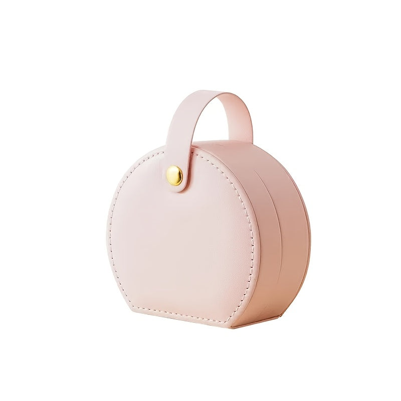 Semi-round travel jewelry set - stylish faux leather bag, pu material, secure zip closing rings, earrings and necklaces - the perfect gift for women, Jewelry Boxes
