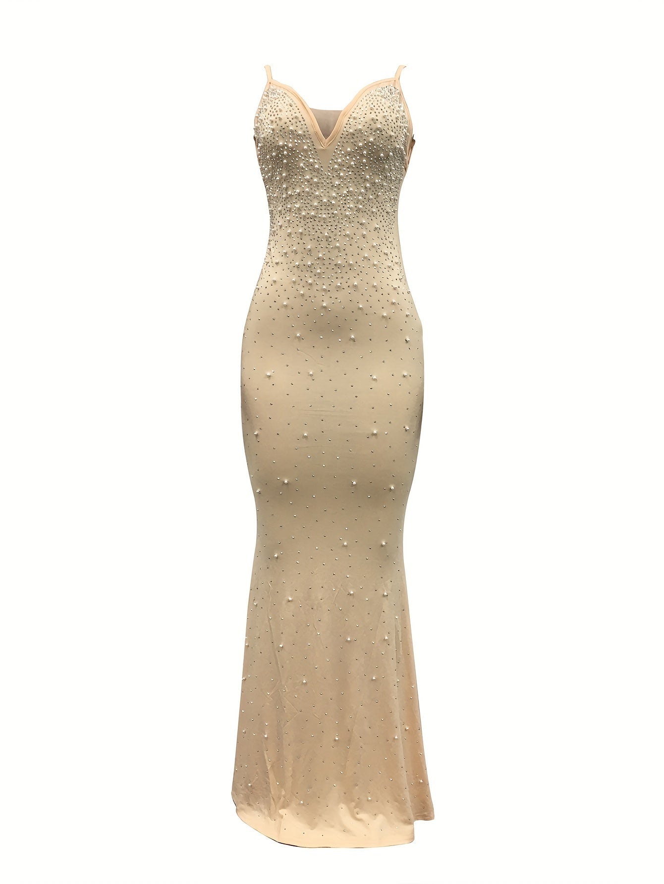 Women's Sexy Mermaid Evening Gown - Long Sleeve-Like Strapless Spaghetti Strap Sparkling Crystal-dorned Bodycon Dress, -Length Formal Party Wedding Prom Dress, Machine Washable Black with Back Zipper Closure, Elegant Dresses