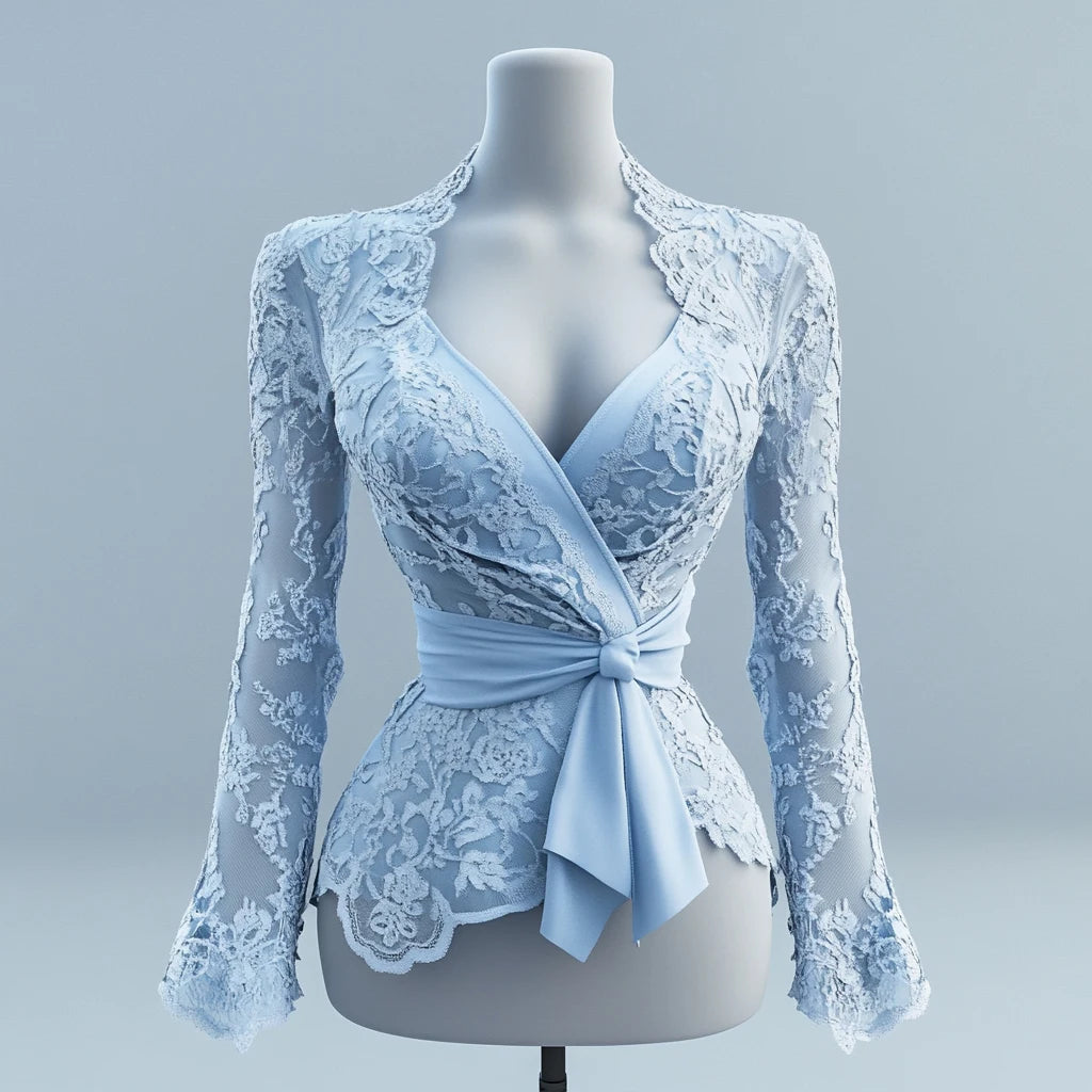 Sexy Women Mesh Lace T-Shirts Long Sleeve Tops Transparent Casual Sheer Basic Tie Front Shirt Blouses for Club Aesthetic Clothes