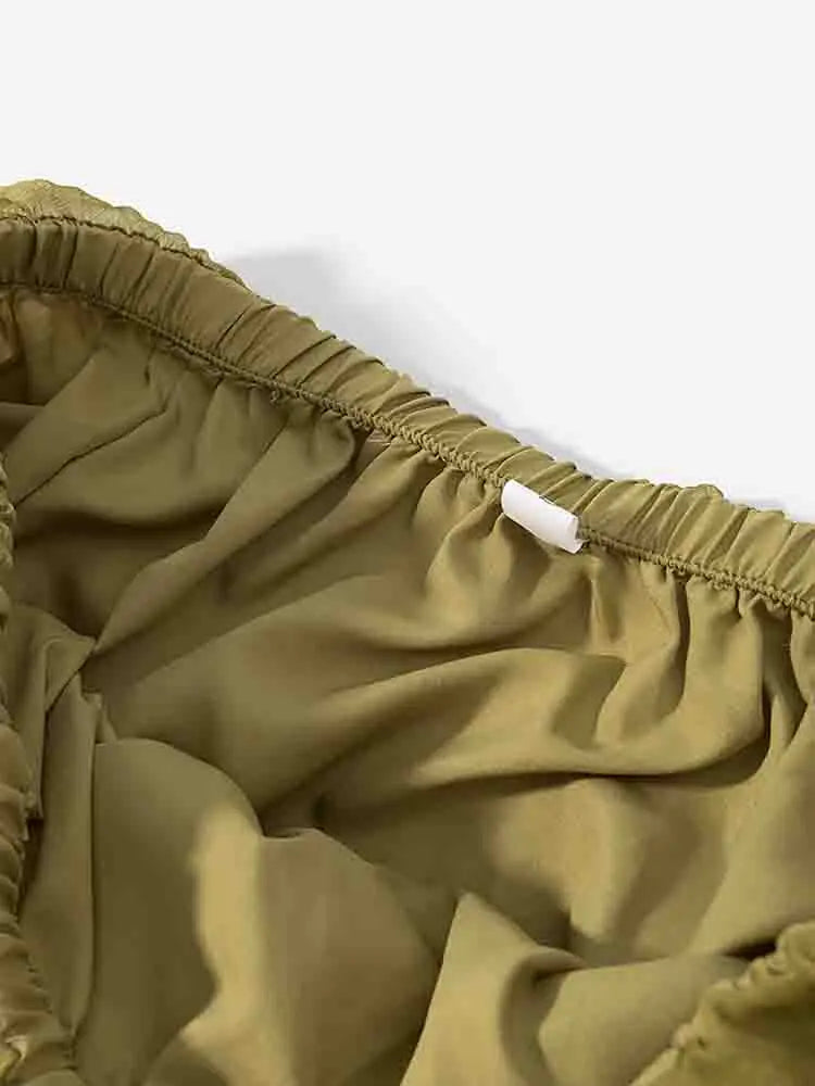 European style new women's clothing fashionable and versatile temperament simple solid color loose slim ruffled waist skirt