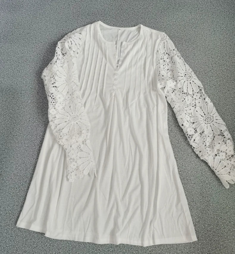Spring and summer women's clothing new style fashionable temperament casual sexy commuting lace long sleeved dress