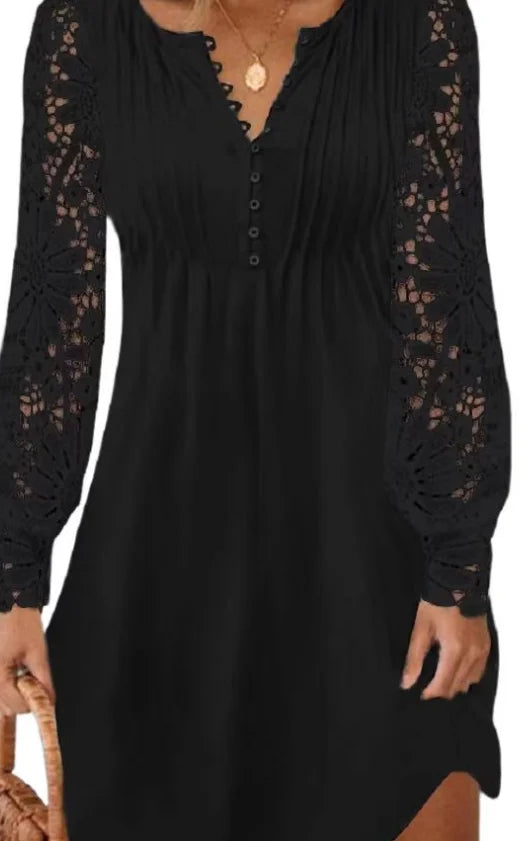 Spring and summer women's clothing new style fashionable temperament casual sexy commuting lace long sleeved dress