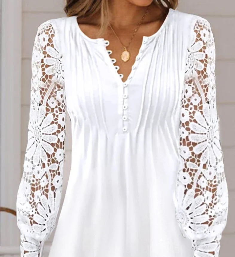 Spring and summer women's clothing new style fashionable temperament casual sexy commuting lace long sleeved dress