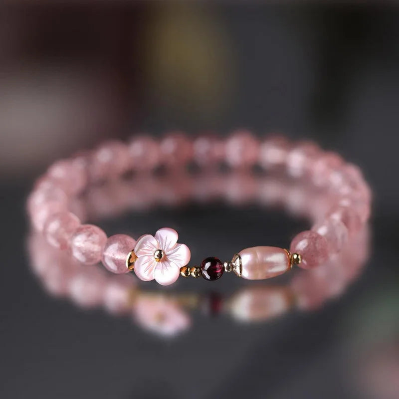 Light Luxury Purple Glass Crystal Beaded Bracelets for Women Chic Butterfly Tassel Pendant Bracelets Sweet Girl Wrist Jewelry
