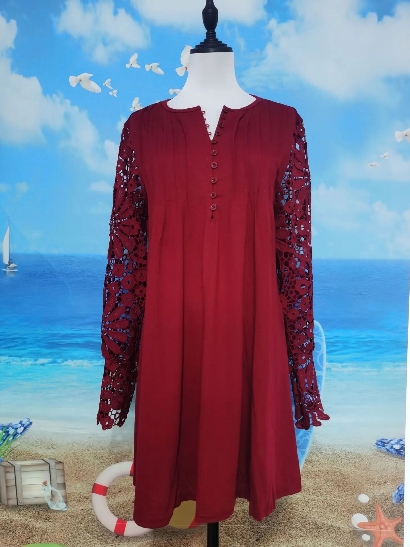 Spring and summer women's clothing new style fashionable temperament casual sexy commuting lace long sleeved dress