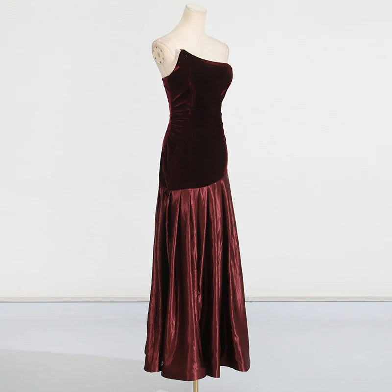 Fashion Patchwork Camisole Dress for Women High Street Trend Irregularly Sleeveless Elegant Long Dresses Female Clothing