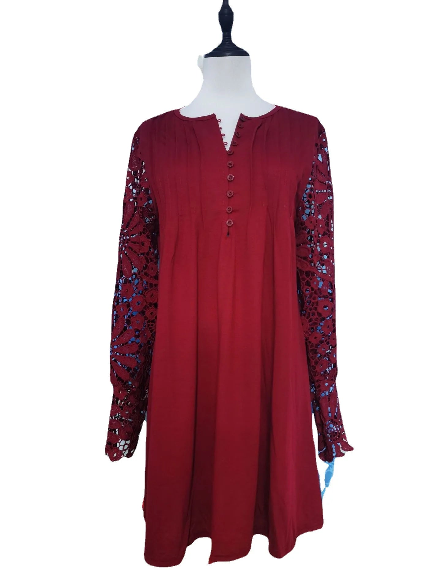 Spring and summer women's clothing new style fashionable temperament casual sexy commuting lace long sleeved dress