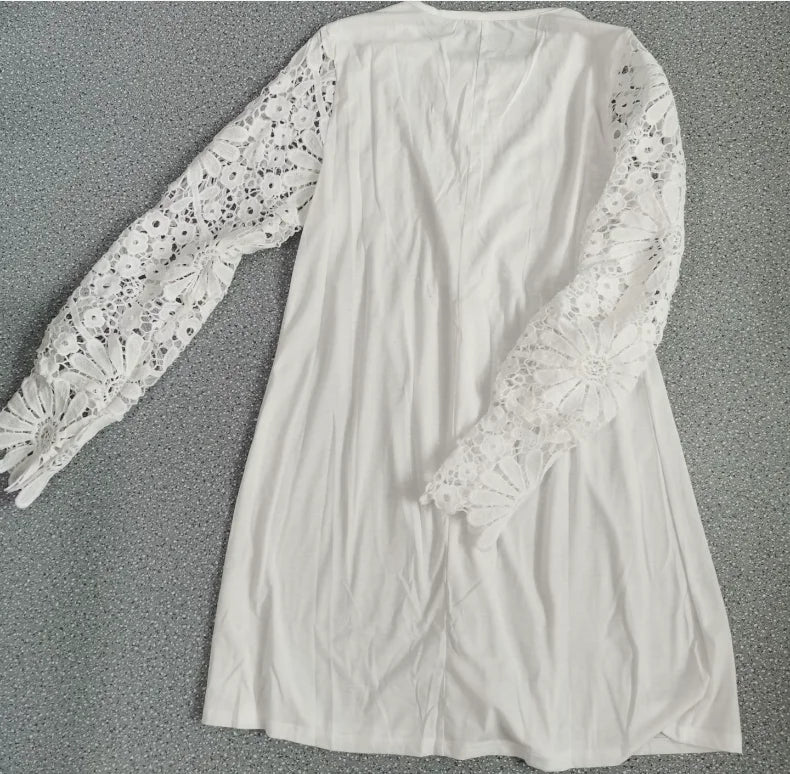 Spring and summer women's clothing new style fashionable temperament casual sexy commuting lace long sleeved dress