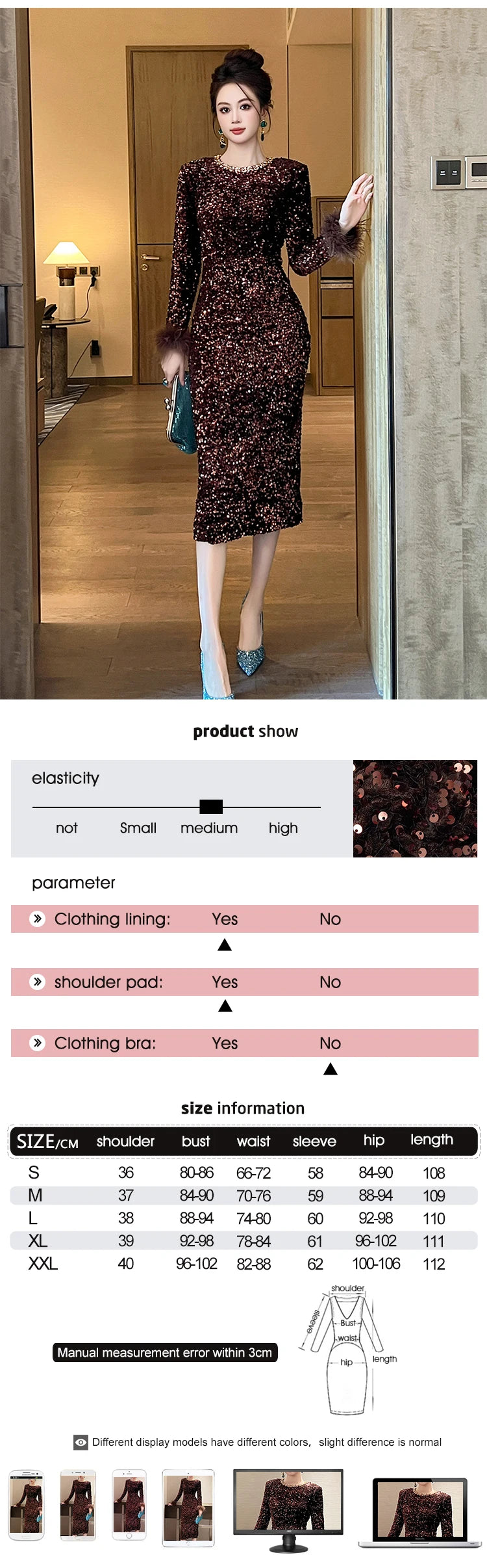 Women's Clothing Luxury Retro Prom Dress Female Elegant Elastic Velvet Fur Long Sleeve Bodyocn Robe Lady Cocktail Party Vestidos