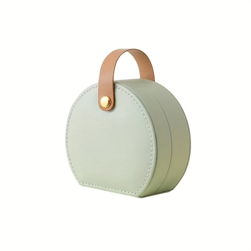 Semi-round travel jewelry set - stylish faux leather bag, pu material, secure zip closing rings, earrings and necklaces - the perfect gift for women, Jewelry Boxes