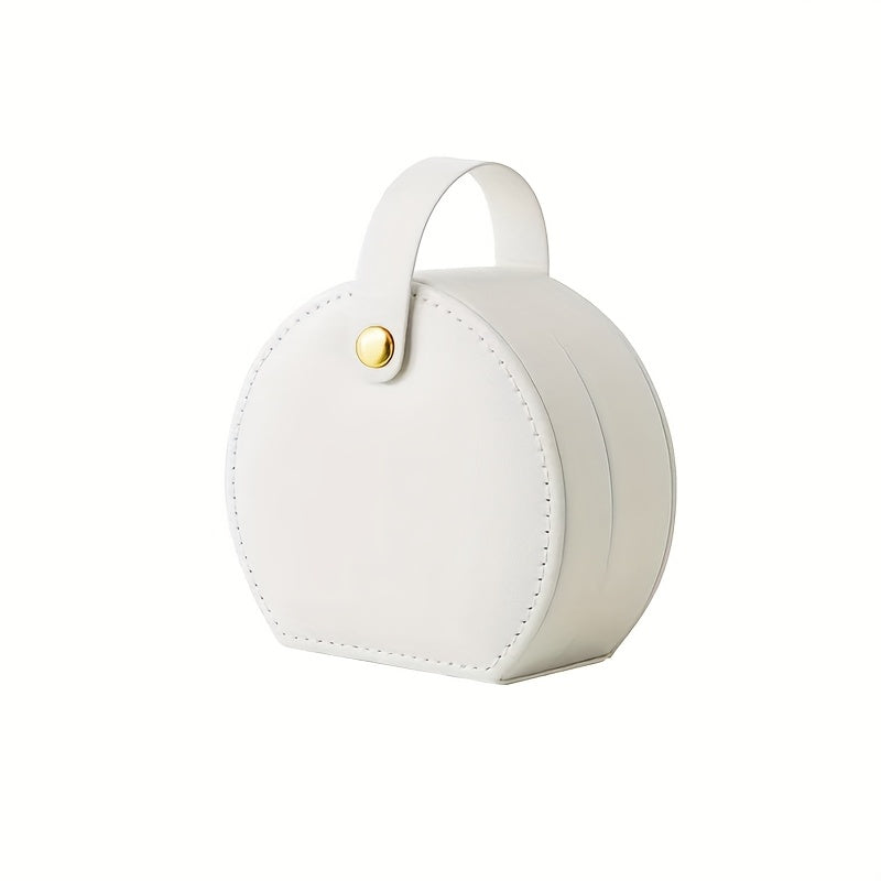 Semi-round travel jewelry set - stylish faux leather bag, pu material, secure zip closing rings, earrings and necklaces - the perfect gift for women, Jewelry Boxes