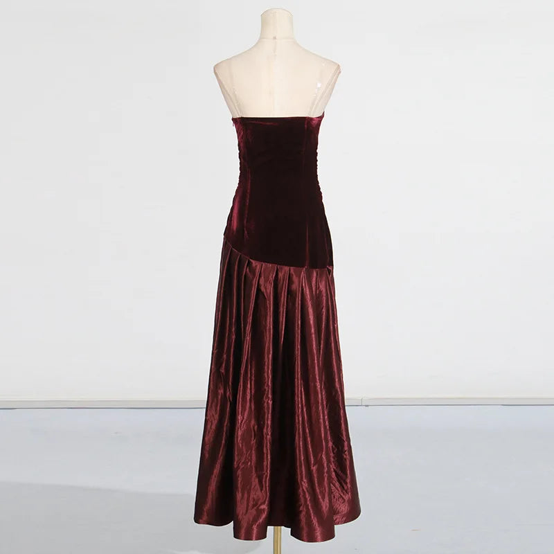 Fashion Patchwork Camisole Dress for Women High Street Trend Irregularly Sleeveless Elegant Long Dresses Female Clothing