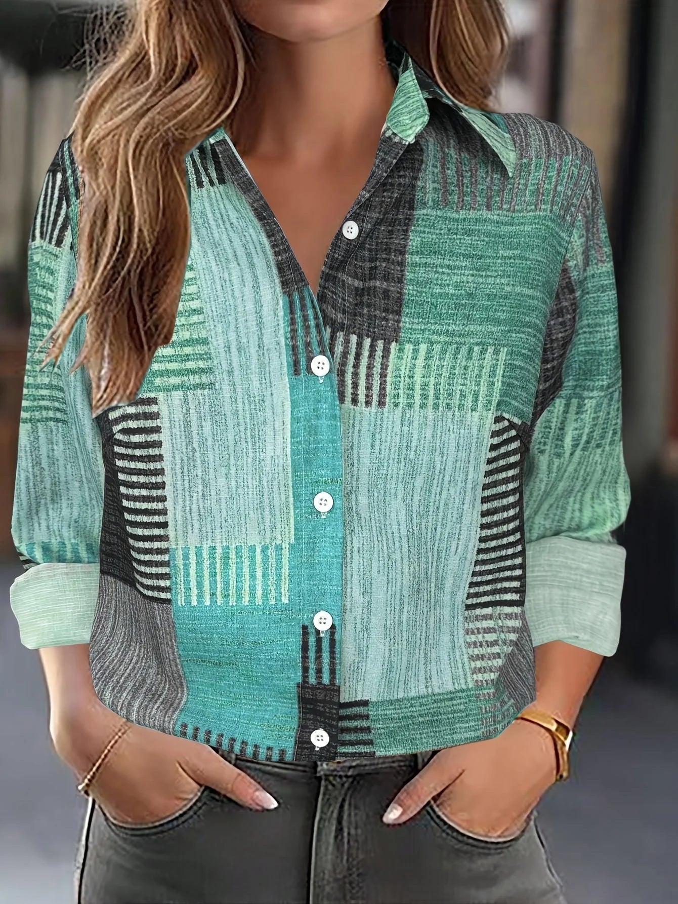 Elegant Patchwork Blouse for Women Women's Shirt Casual Long Sleeve Shirt For Spring & Fall y2k Women's Clothing Womens Tops