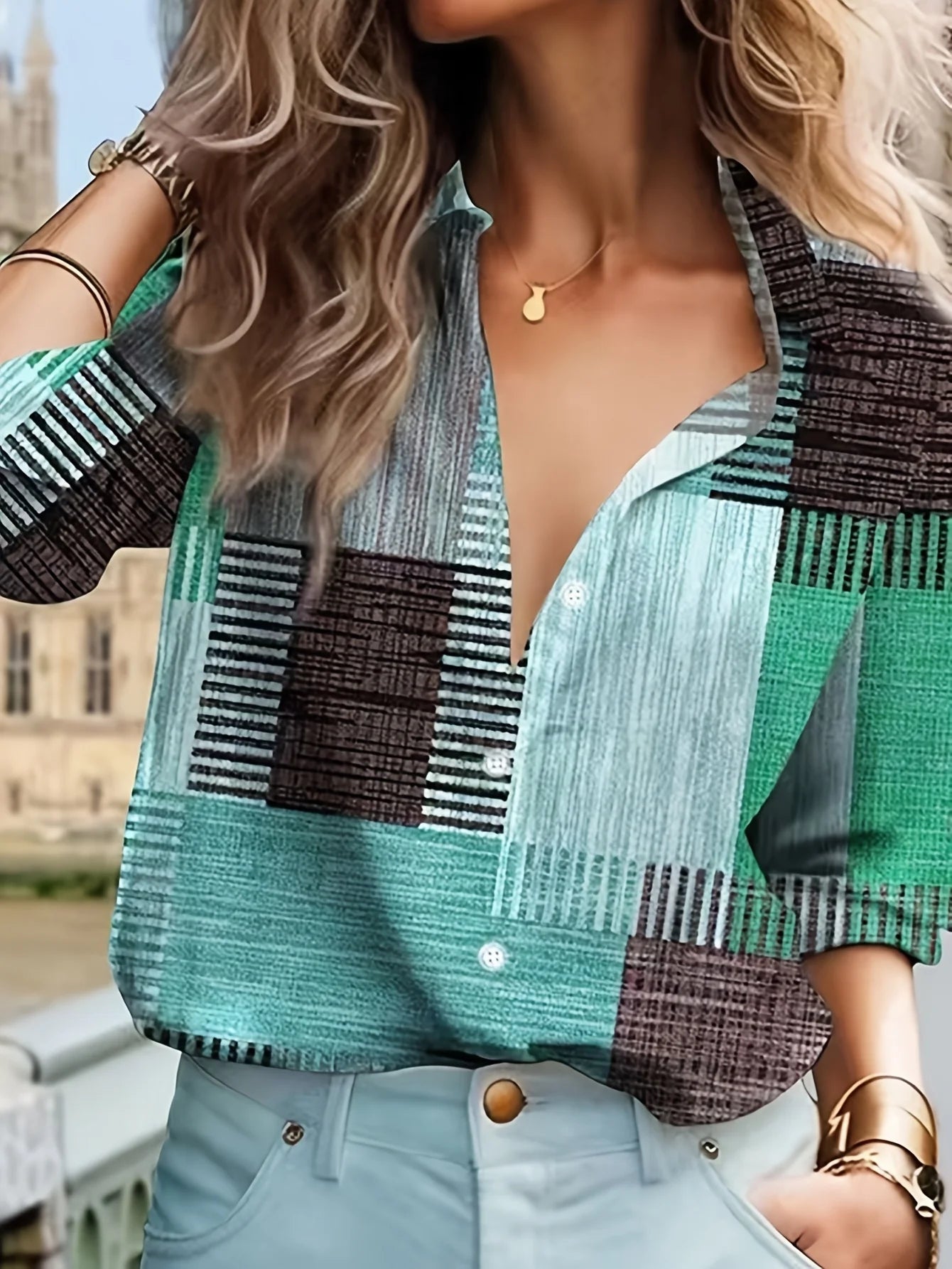 Elegant Patchwork Blouse for Women Women's Shirt Casual Long Sleeve Shirt For Spring & Fall y2k Women's Clothing Womens Tops