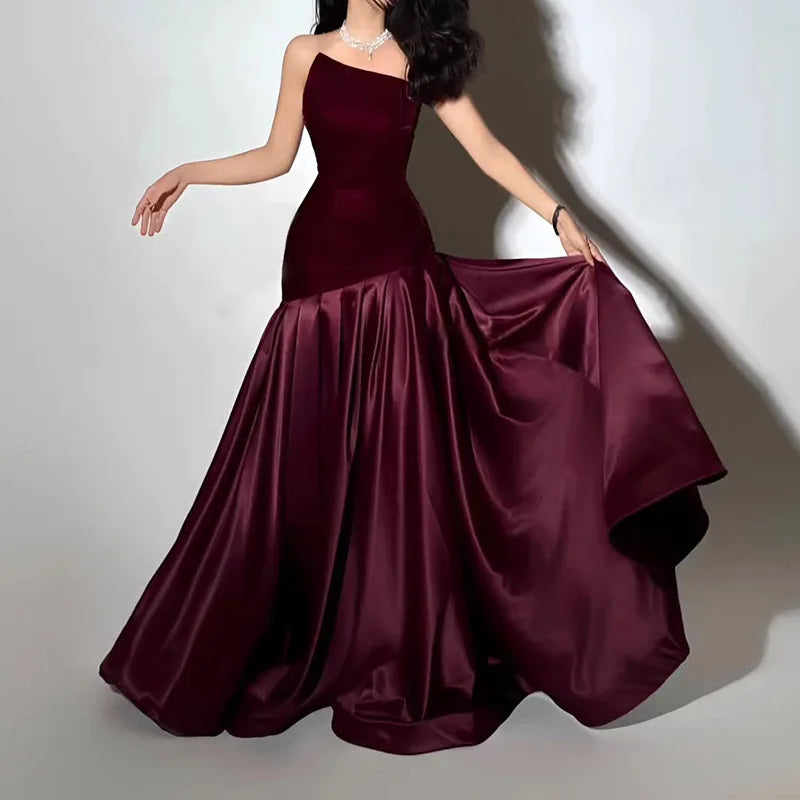 Fashion Patchwork Camisole Dress for Women High Street Trend Irregularly Sleeveless Elegant Long Dresses Female Clothing