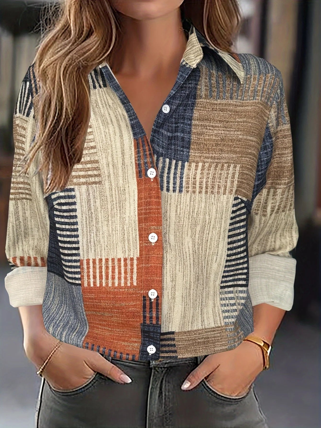 Elegant Patchwork Blouse for Women Women's Shirt Casual Long Sleeve Shirt For Spring & Fall y2k Women's Clothing Womens Tops