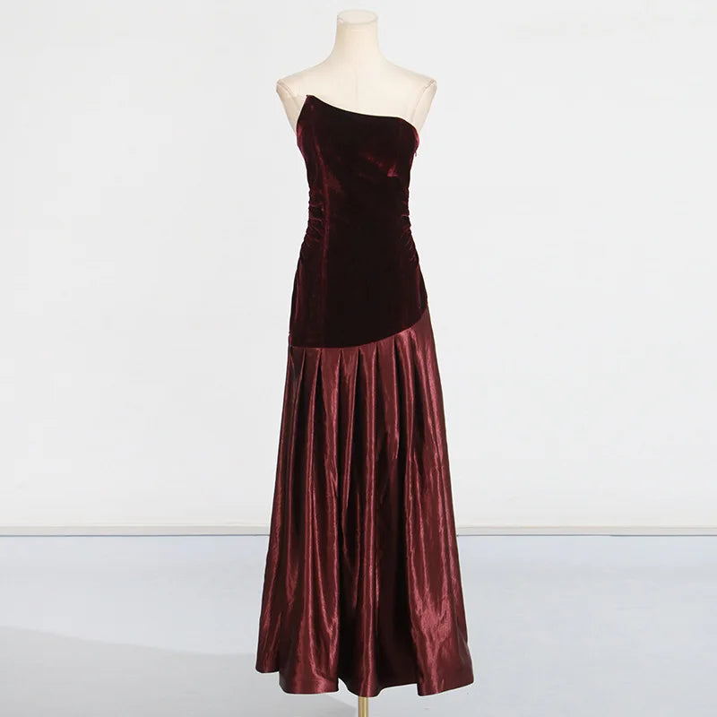 Fashion Patchwork Camisole Dress for Women High Street Trend Irregularly Sleeveless Elegant Long Dresses Female Clothing