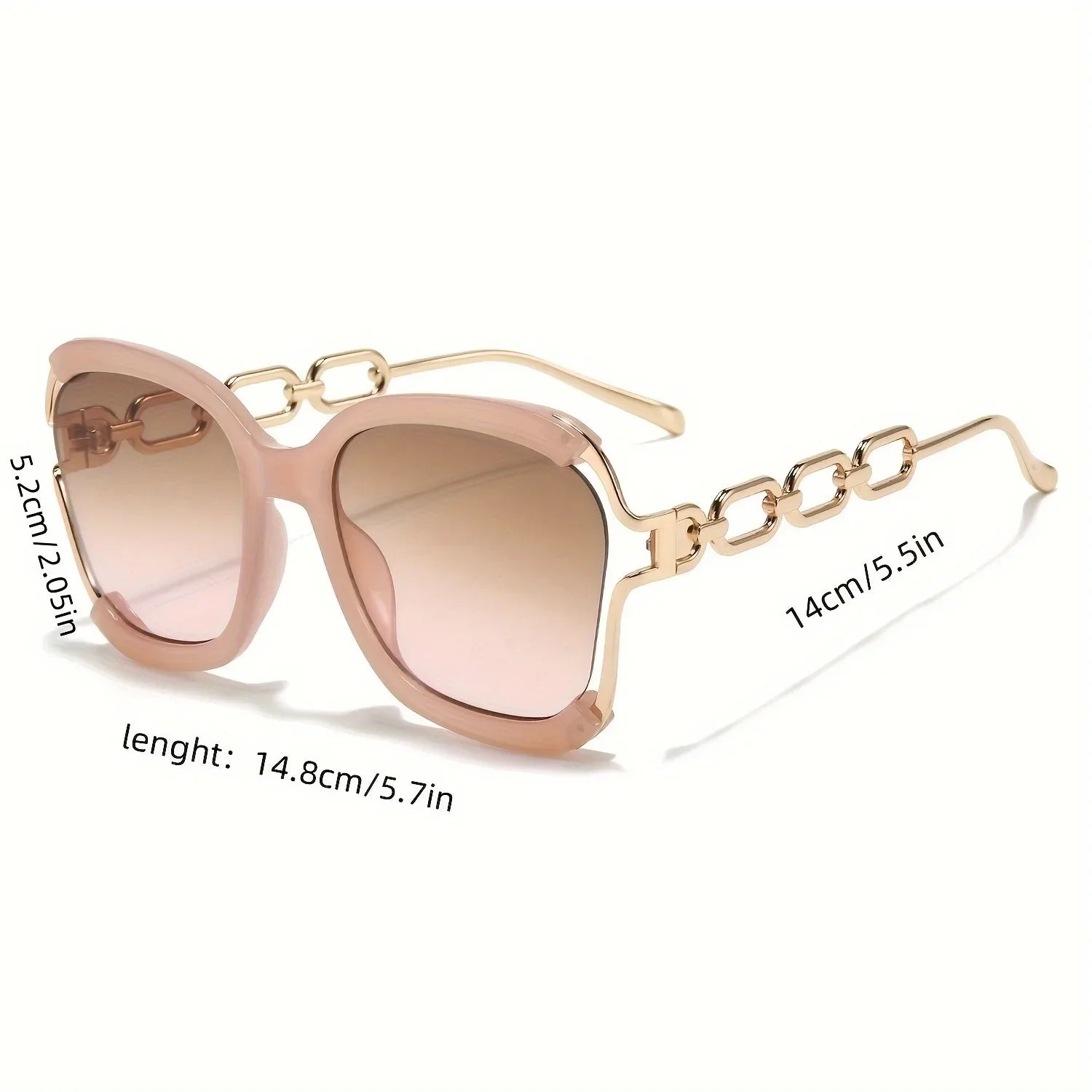Brand Designer Oversized Square Sunglasses Women Men Stylish Metal Chain-Link Gradient Lens Sun Glasses for Ladies Driving Shade