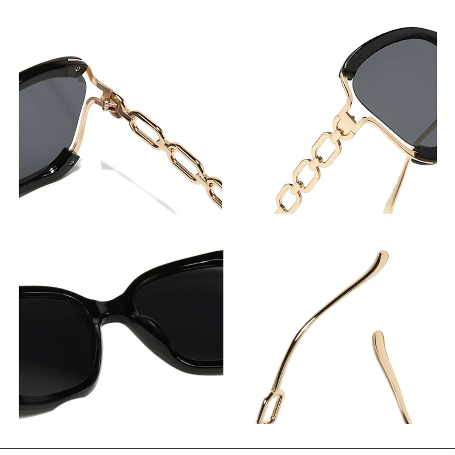 Brand Designer Oversized Square Sunglasses Women Men Stylish Metal Chain-Link Gradient Lens Sun Glasses for Ladies Driving Shade